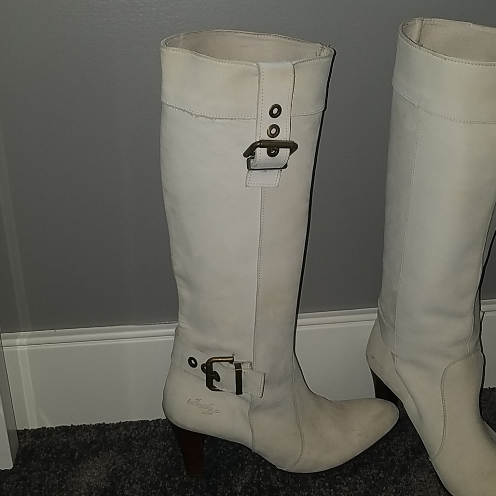 White tall boots